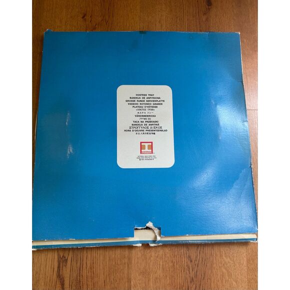 Vintage 1974 Irvinware 15" Round Hostess Tray in Box, Made in USA - Picture 2 of 11